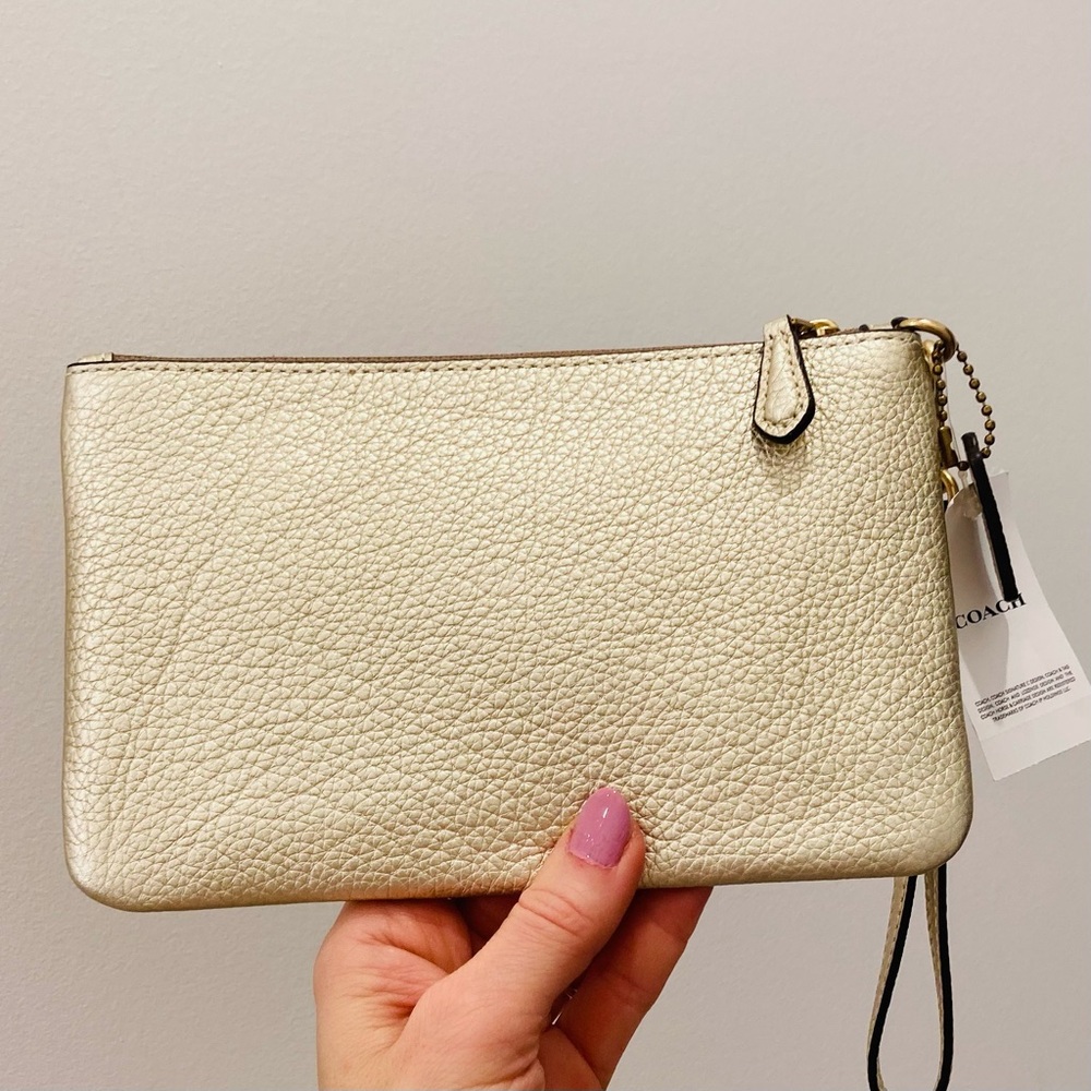 Coach Champaigne Gold Wristlet Clutch Pouch - Picture 4 of 6